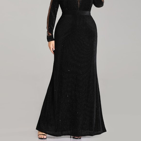 BLACK SHIMMERY VELVET EVENING GOWN🖤🖤🖤 - Picture 2 of 7